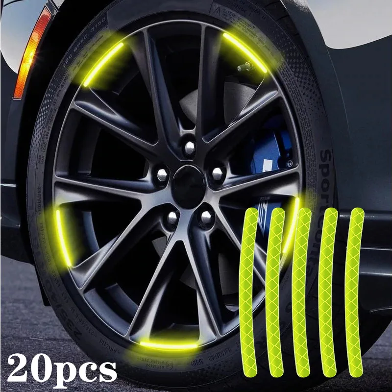 

20pcs Reflective Motorcycle Bicycle Vehicles Luminous Tape Wheel Decor Universal Car Hub Wheel Sticker