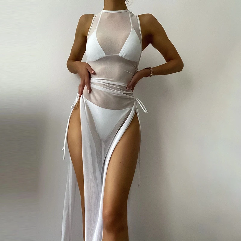 

Черная накидка, комплект из 3 предметов, бикини, высококачественные купальники, женская пляжная одежда с треугольным пуш-ап, стринги, бикини,...