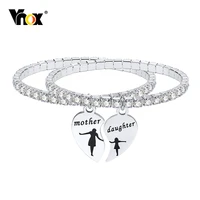 vnox sparkling mom daughter heart charm couple bracelets for women aaa cz stone chain wristband jewelry mothers day gift