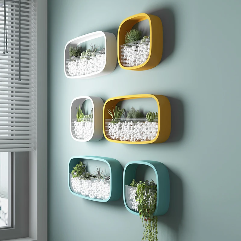 Настенная полка для кашпо в нордическом стиле с геометрическим рисунком