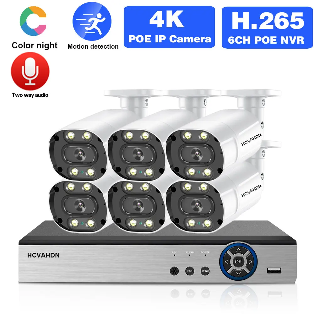 

Ultra HD 4K камера видеонаблюдения системы безопасности 4CH NVR Kit Outdoor 8MP Color Night Vision POE IP Camera система видеонаблюдения