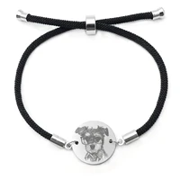 personalized photo bracelet pet portrait photo bracelet memory bracelet black rope bracelet dog lover gift bangles pet memorial