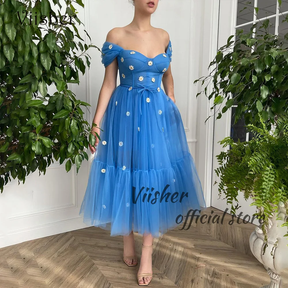 Viisher синее Тюлевое платье для