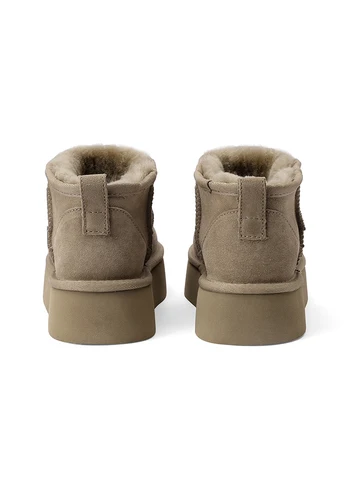 SmallHut Trend 2026, зимние женские зимние ботинки из натуральной коровьей замши в стиле панк, женские зимние ботинки без шнуровки, коричневые, черные ботинки на платформе с круглым носком