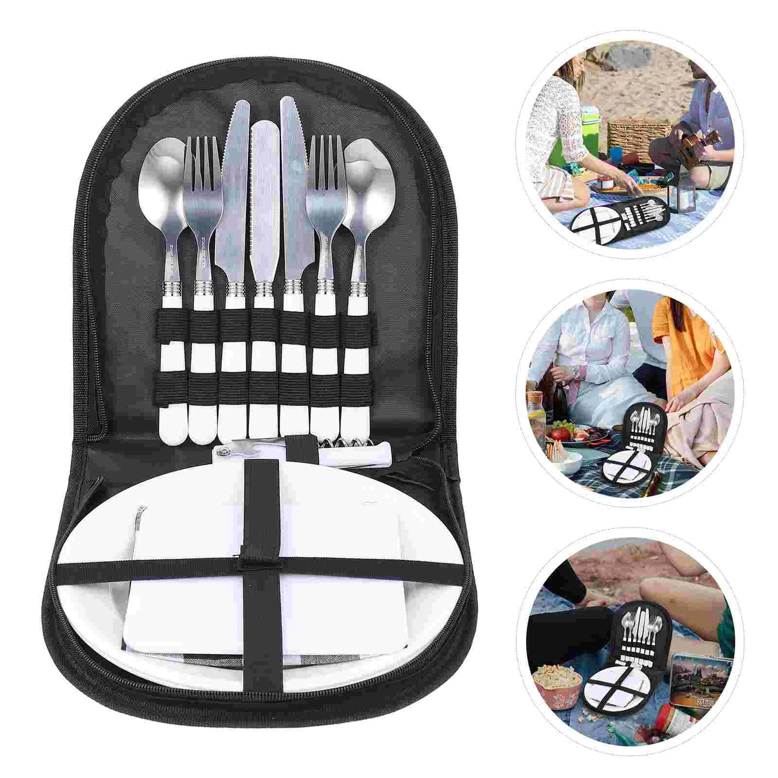 

1 комплект столовых приборов для кемпинга на природе, портативная посуда, набор из ложки и вилки из нержавеющей стали