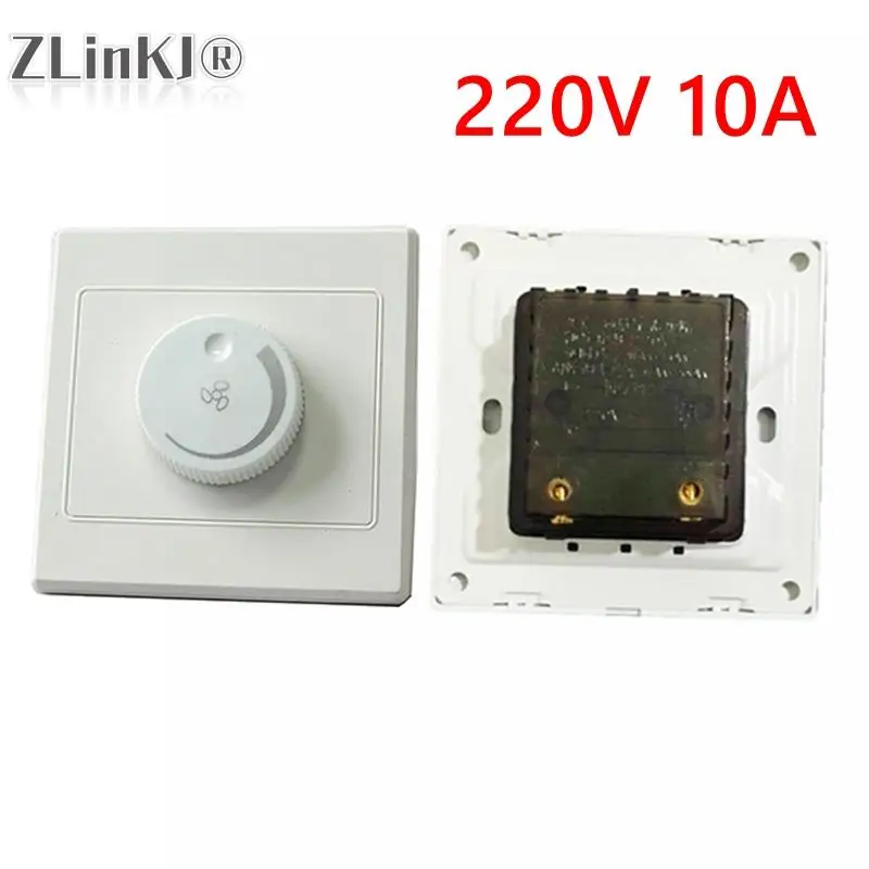 

220V 10A Adjustment Ceiling Fan Speed Control Switch Wall Button Dimmer Switch Wall LED Light Dimmer Switch Hot sale 1pcs