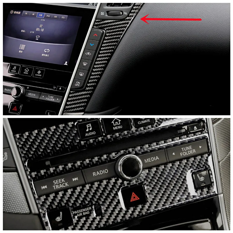 

Carbon Fiber Sticker Car Center Console Panel Air Panel Modification Cover Trim Strip For Infiniti Q50 Q60 Car Inner Accessories