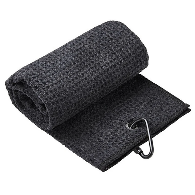 Черное спортивное полотенце из микрофибры 2 шт. тройное для гольфа от пота с