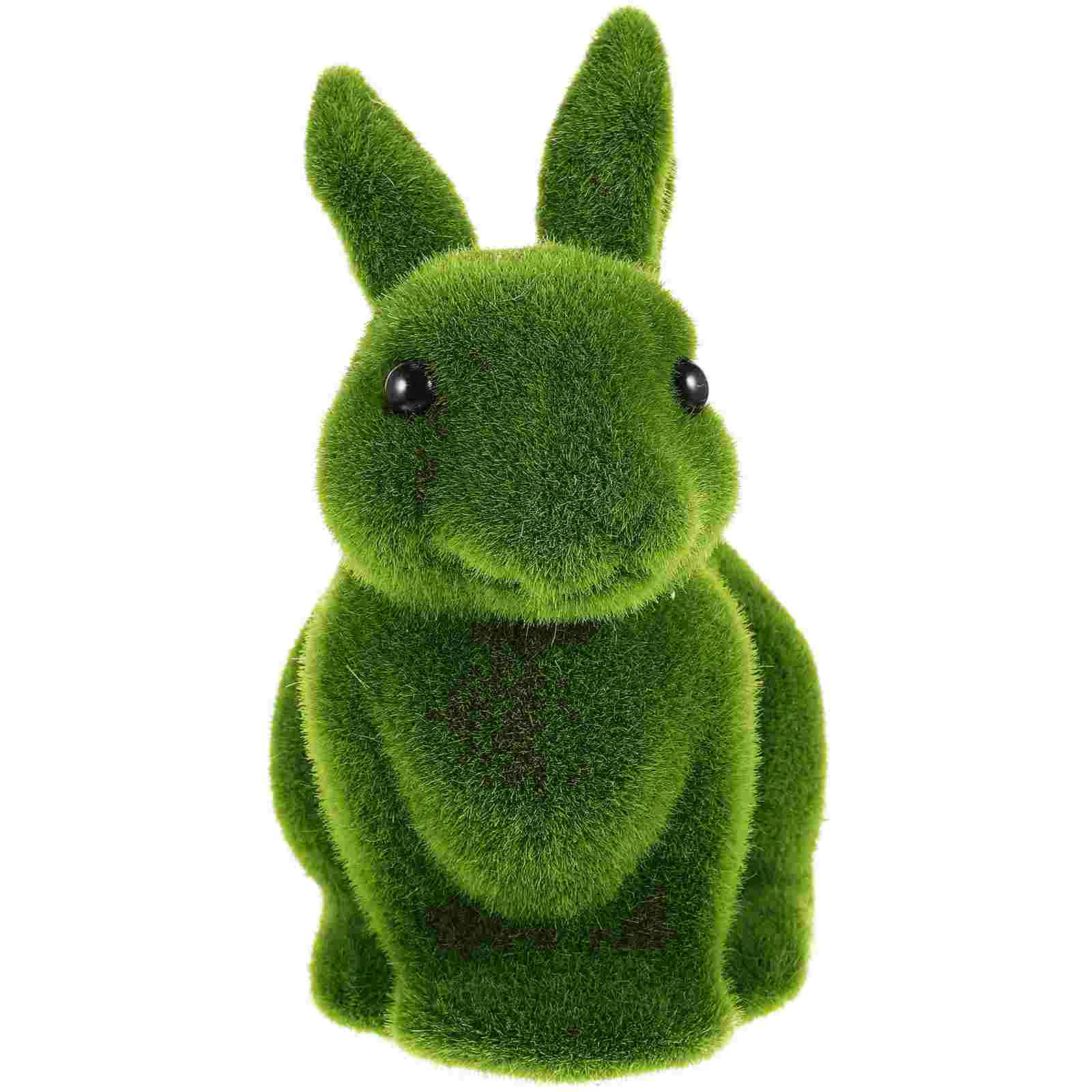 

Flocked Rabbit Small Animal Ornament Terrarium Moss Garden Decoration Lawn Patio Stuffed Bunny Easter Adornment Statuette
