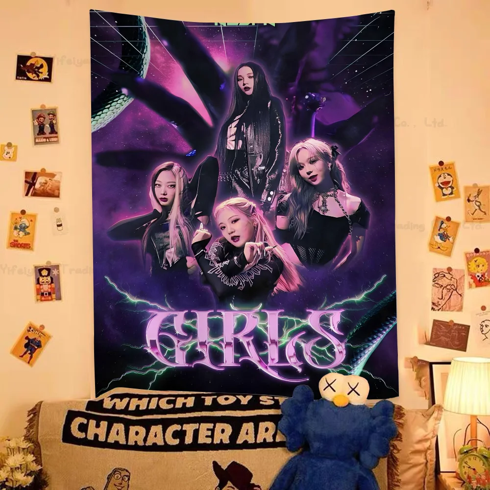 Kpop A-Aespa Anime Tapestry Wall Hanging Decoration Household Home Decor
