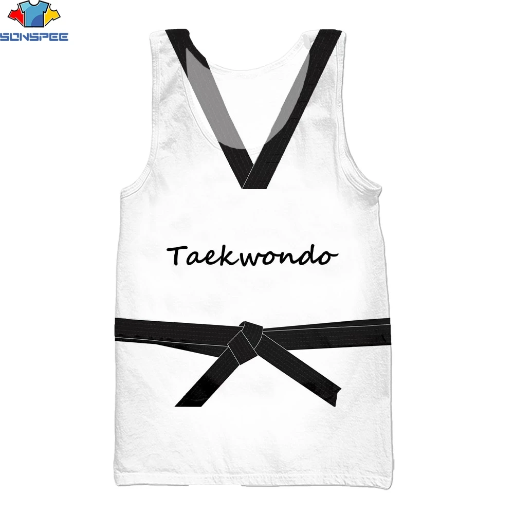 

SONSPEE 3D Print Men Sport Vest Taekwondo Black Belt Training Suit Funny Design Summer Simple Harajuku Polyester O-neck Tank Top