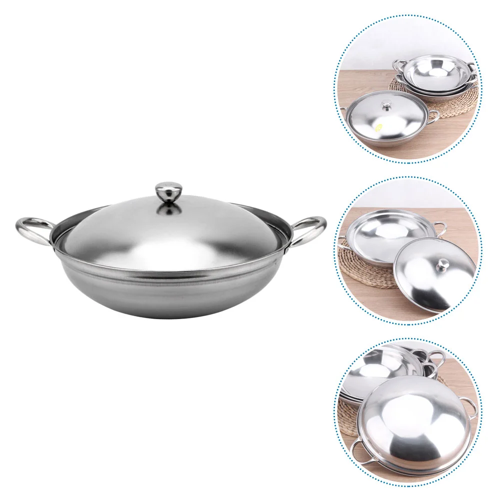 

Nonstick Pan Lid Wok Pan Stainless Steel Paella Pan Spanish Paella Pan Stainless Steel Cooking Pot Shabu Hot Pot Lid