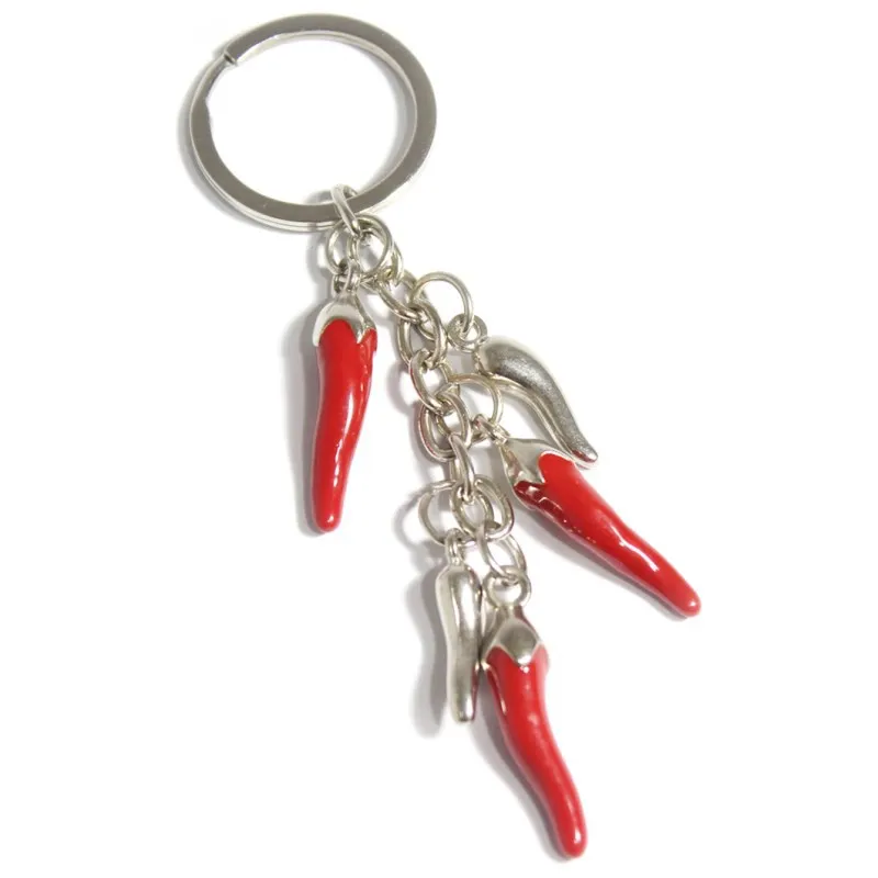 

New Creative Metal Red Pepper Keychain Mini Pepper Pendant Alloy Key Chains Bag Headphone Set Car Accessories Keyring Gift