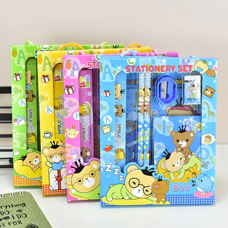 

1Sets 6 In 1 Stationery Set Primary School Children Learning Gift Box Kindergarten Birthday Gift Prizes Wholesale
