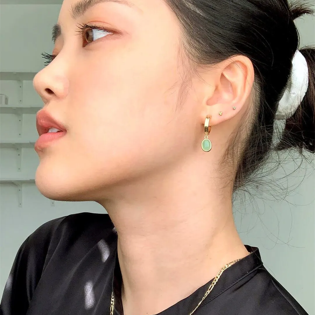 2024 новые зеленые серьги-капельки винтажные простые Подвесные серьги из