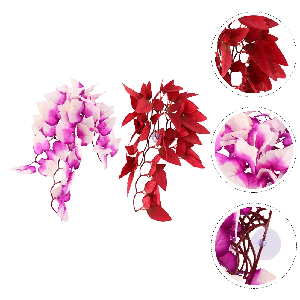 

Reptile Decor Terrarium Fake Tankaquarium Faux Household Hanging Decorations Vivid Habitataccessories Seaweed Simulated Palm