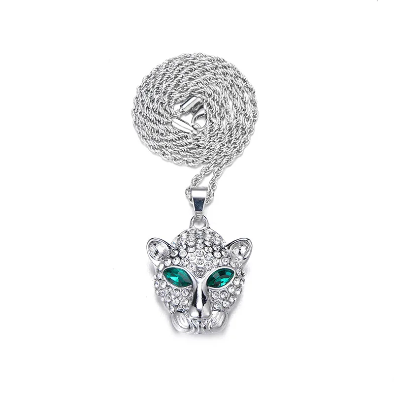 

Hollow Leopard Head Pendant Necklace with Diamonds Accessory Fashion Pendant --