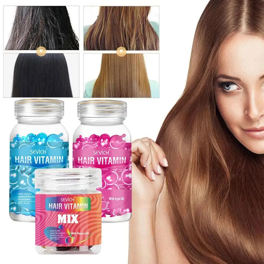 

Sdotter 30/9pcs Hair Vitamin Capsule Mixed Set Keratin Complex Oil Hair Moroccan Hair Care Oil Smooth Repair Damaged Treatment