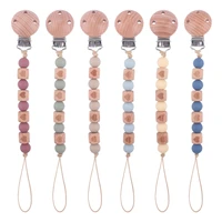 wooden bead pacifier chain clips personalized dummy clip baby teether handmade nipple holder durable childrens goods