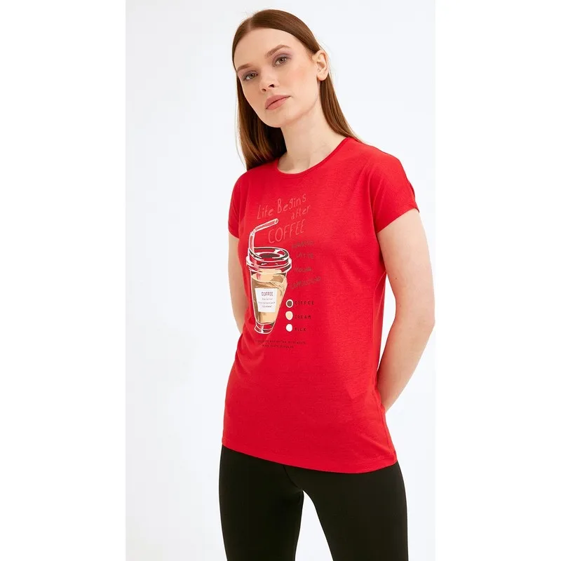 

Coffee Printed Tshirt T Shirt Y2K Top Nostalgic Summer Women T-Shirt Anime Bluz