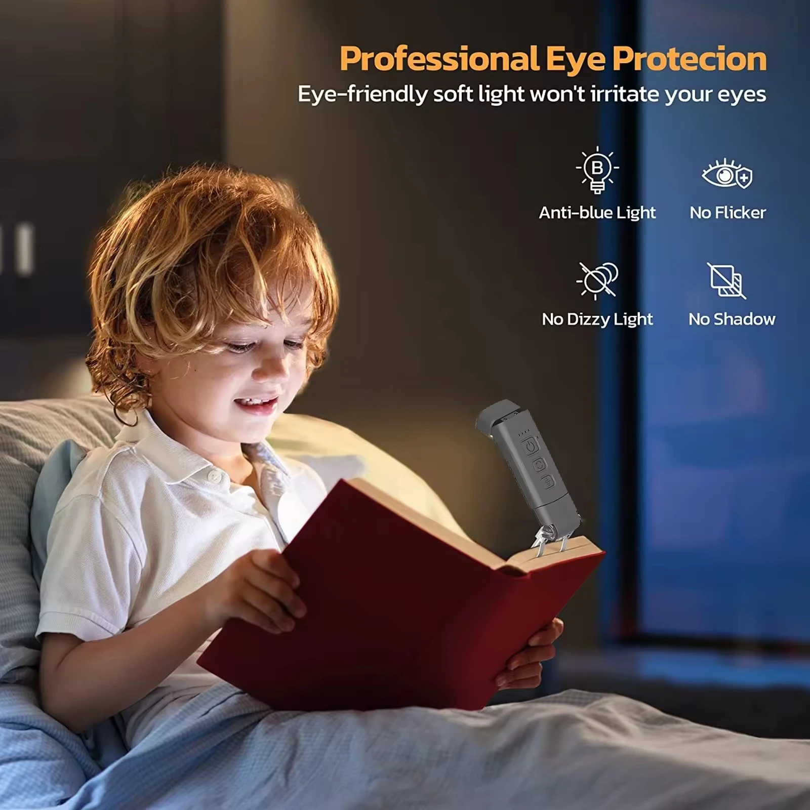 Портативная компактная лампа для чтения с зажимом планшетов подзарядкой от USB