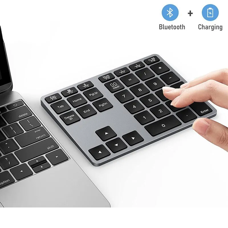 

bezprzewodowa Bluetooth numer Pad do laptopa akumulator klawiatura numeryczna 35-klucze aluminium Numpad klawiatura dla Genuine