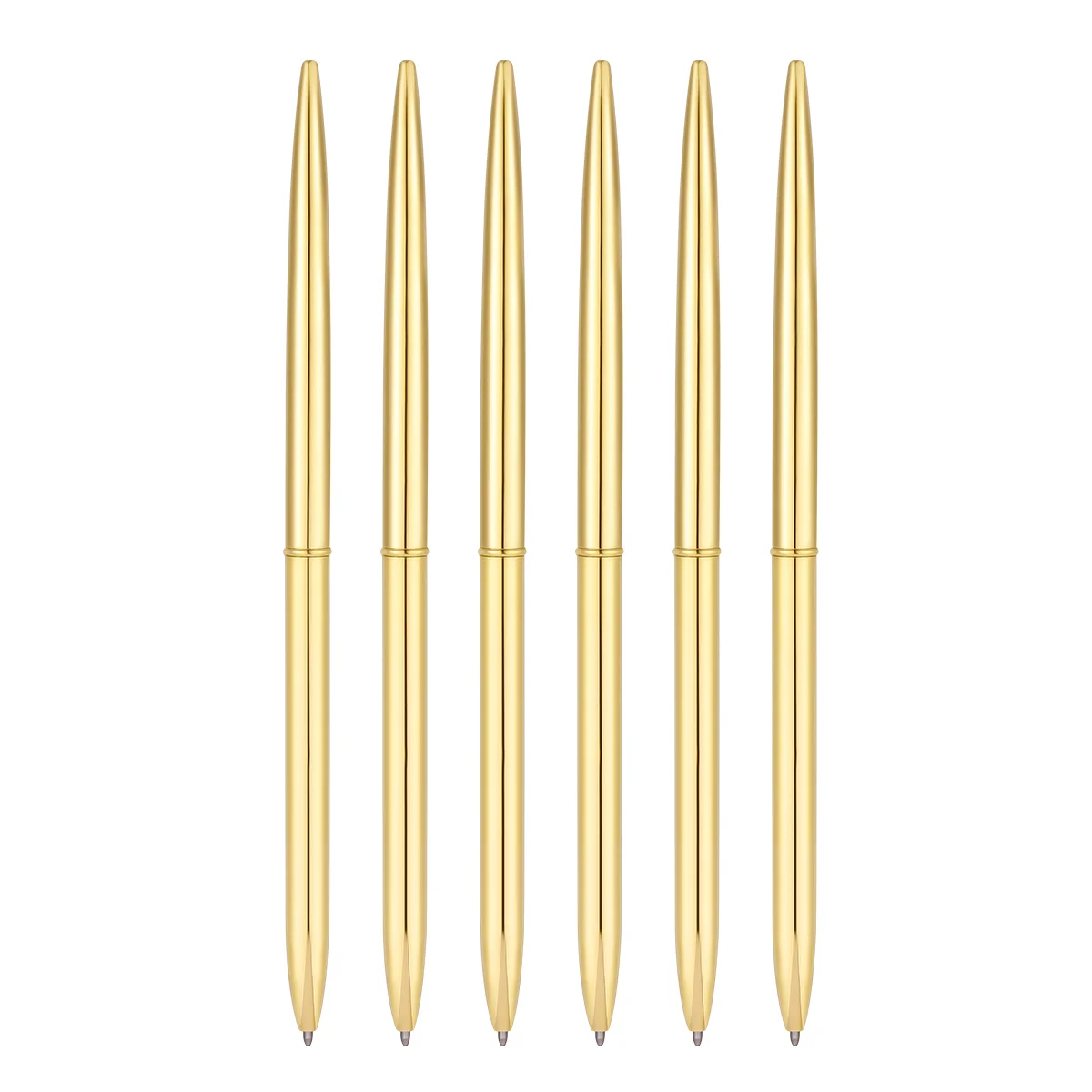 

NUOLUX 6PCS Dual Heads Rotation Metal Ballpoint Pen Lightweight Metal Black Ink Pen for School Office (Golden)