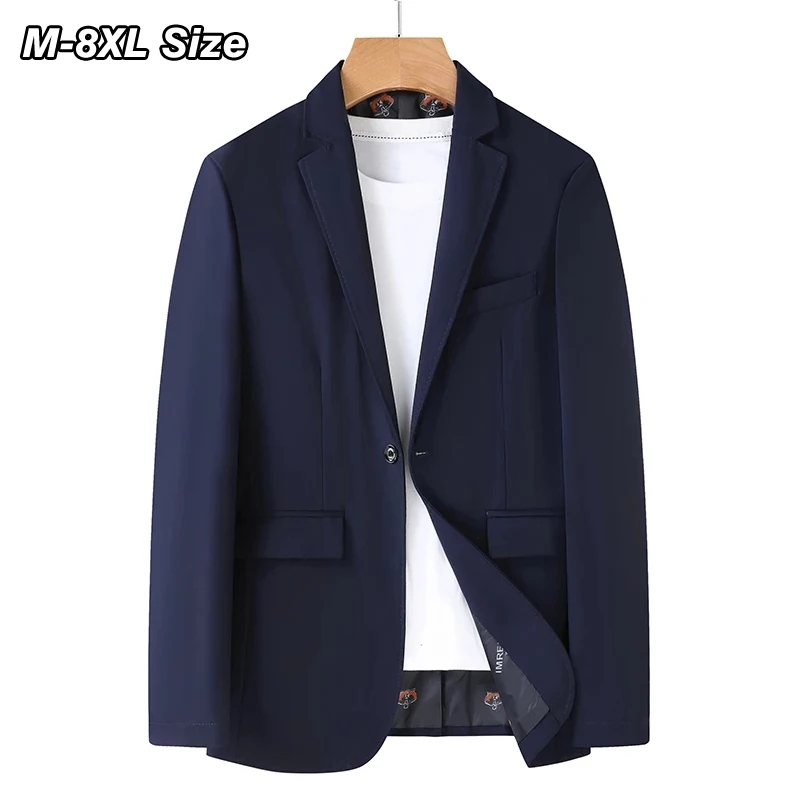 8XL 7XL 6XL Men's Business Casual Blazer Plus Size Solid Color Suit Jacket Dress Work Clothes Oversize Coats Male Black Gray