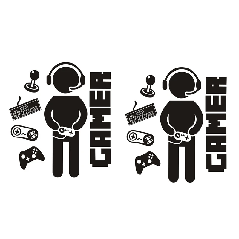 

NEW-2X Gamer Decals For Boys Room Creative Game Wall Sticker For Kids Room Boys Bedroom Playroom Wall Decor