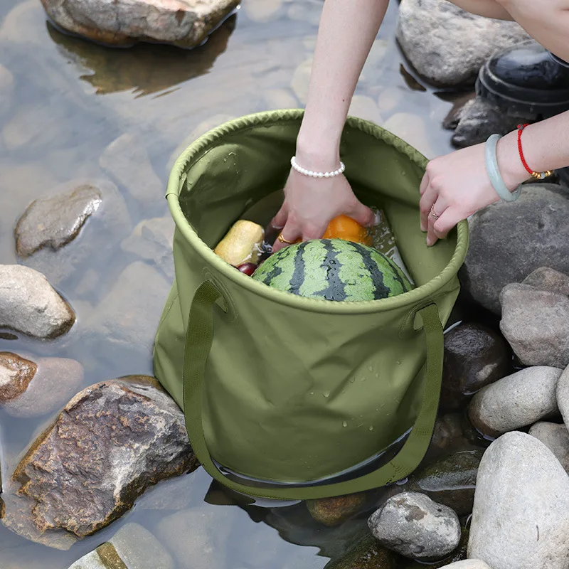 

Folding Water Bucket Plastic Portable Fishing Storage Container Cleaning Basin Accessory Hunting Camping Hiking 7L