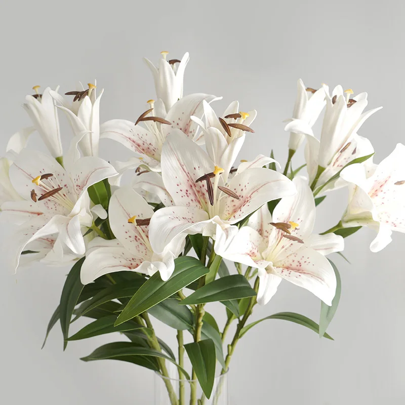 

1 PCS High Quality 3 Flower heads Real Touch Artificial Lily Flowers Wedding Home Decor Gift F702