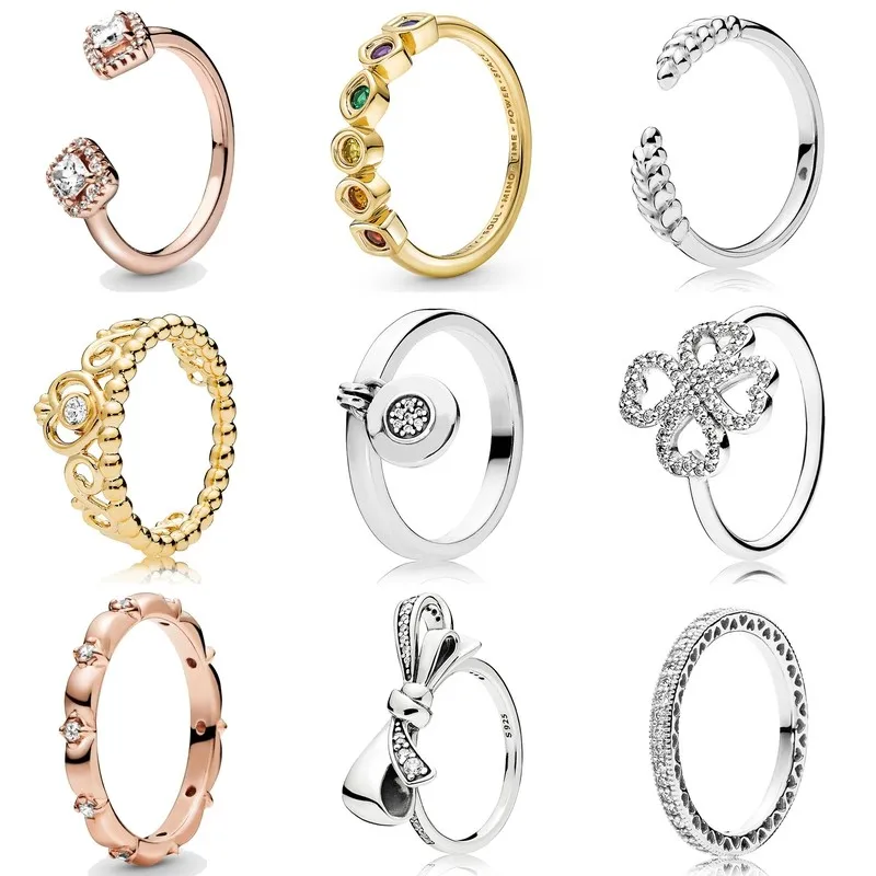 

Authentic 925 Sterling Silver Sparkling Signature Lock With Crystal Ring For Women Wedding Party Gift Fashion Jewelry