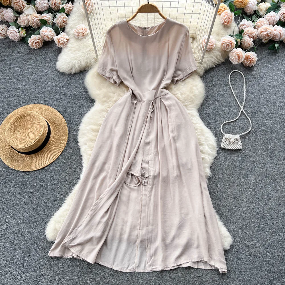 

Длинная юбка во французском стиле, простая летняя пляжная юбка с коротким рукавом и широкими штанинами, праздничная юбка из двух частей