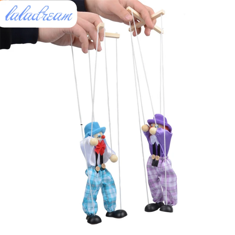 

Creativity Wooden Clown Marionette Kids Doll Children Gifts Funny Colorful Adjustable Pull String Puppet Handcraft Toy