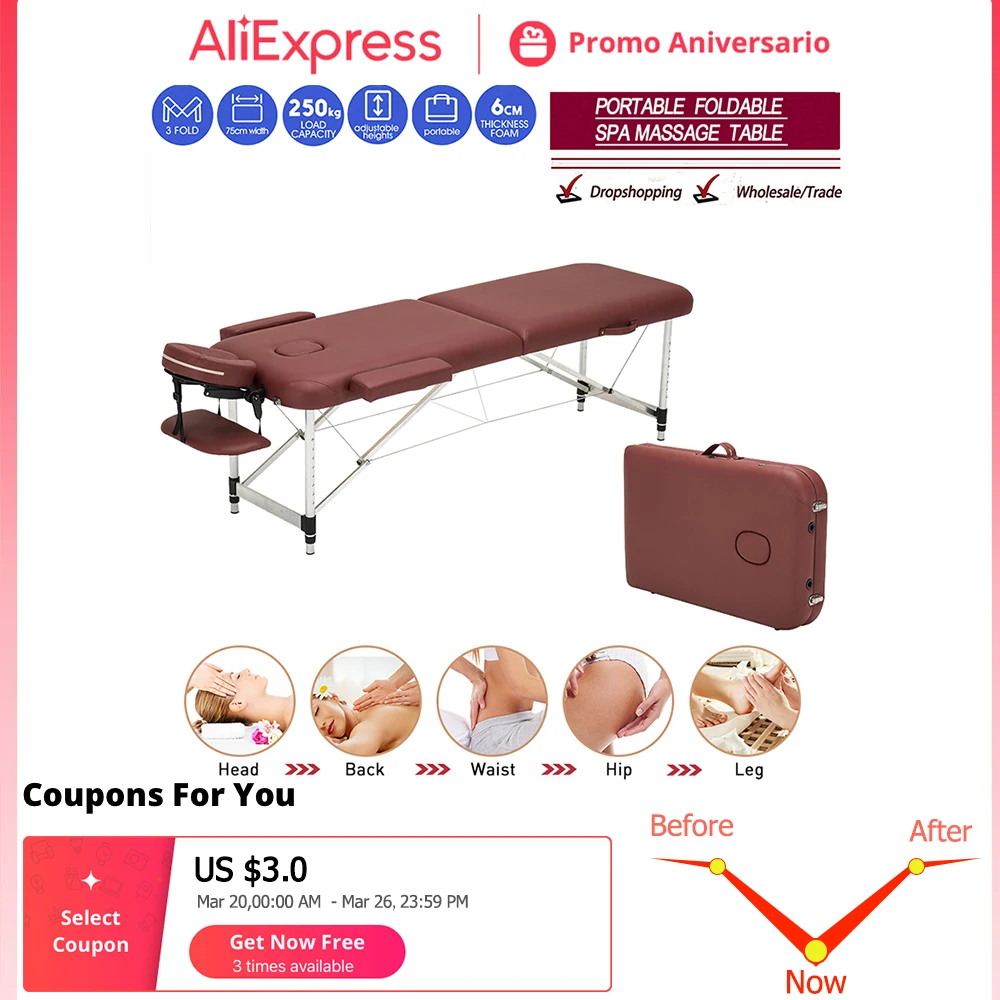 Folding Beauty Bed   Professional Portable Spa Massage Tables Lightweight Foldable with Bag Salon Furniture Aluminum alloy
