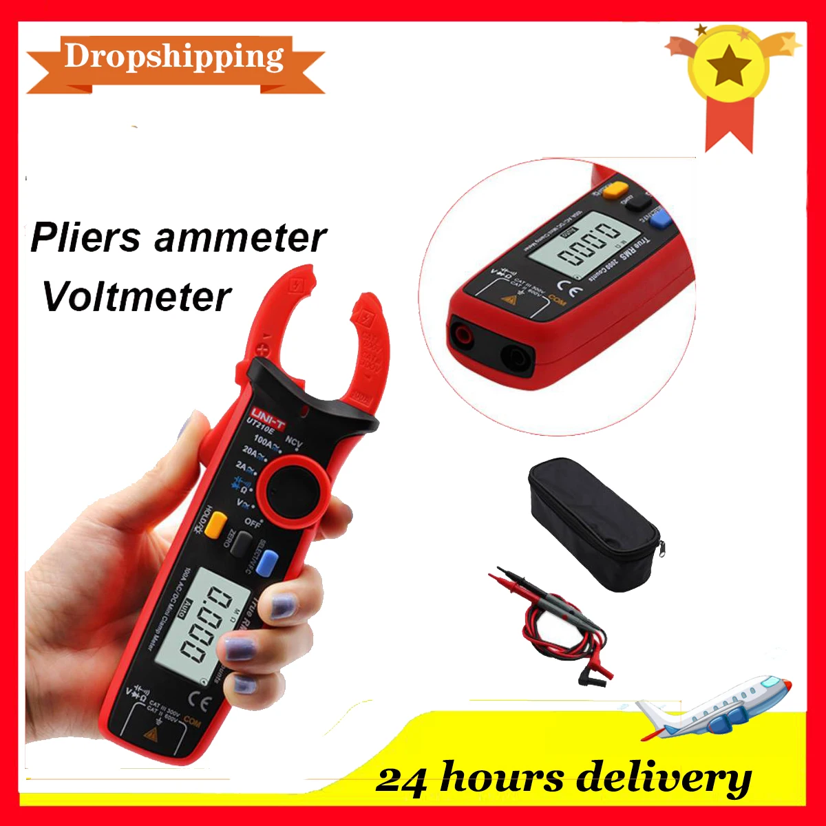 

UT210E Digital Amperometric Clamp Meter Mini LCD Digital AC DC Voltage Voltmeter 200A Ammeter Electrical Frequency Tester