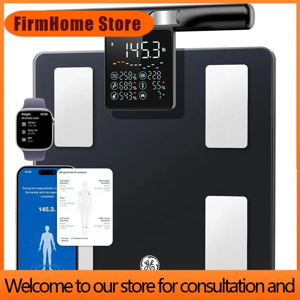 Фото Весы для измерения состава тела FirmHome Store8 с 8 электродами, синхронизацией по Bluetooth, большим дисплеем, грузоподъемностью 400 фунтов, идеально подходят для дома и спортзала №1