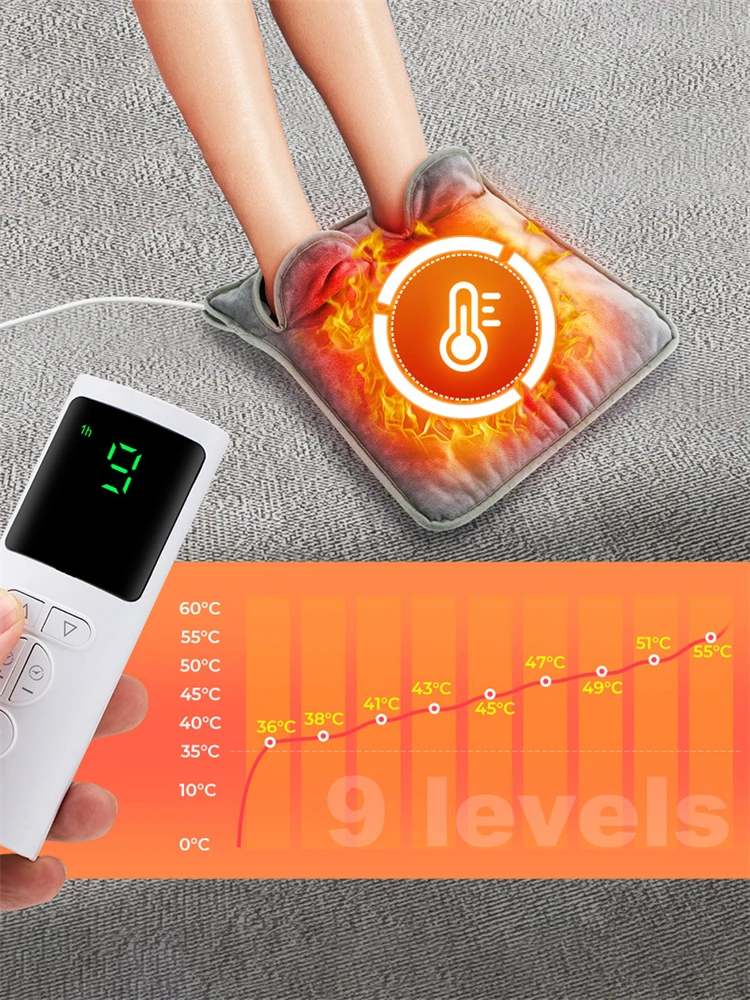 Electric Foot Heating Pad Washable Feet Warmer Heater Household Soft Plush Thermal Blanket Warming Mat Home Office Bedroom