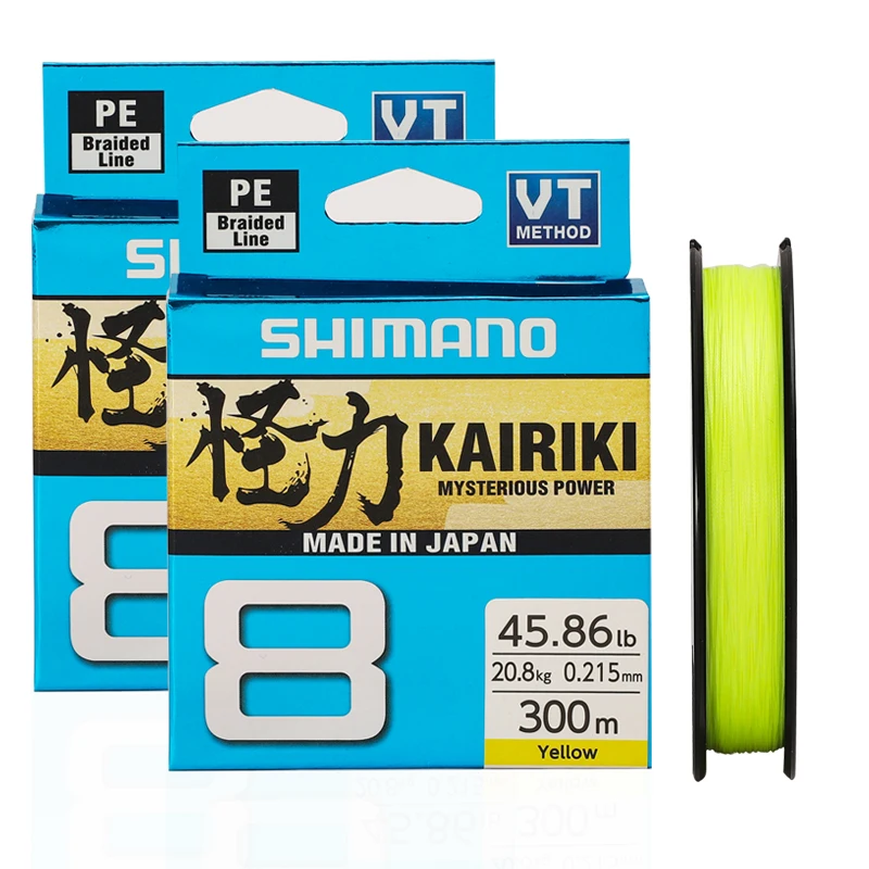 

Original Shimano Kairiki X8 Braided PE Fishing Line 150M 300M Made in Japan Green/Yellow 0.8# 1.0# 1.2# 1.5# 2.0# 2.5# 3.0#