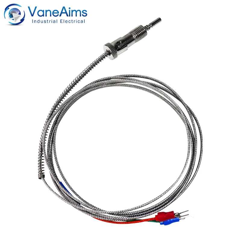 

K J PT100 Type Compression Spring Thermocouple M12 Metal Temperature Sensor 0.5m 1m 2m 3m Wire Cable for Temperature Controller