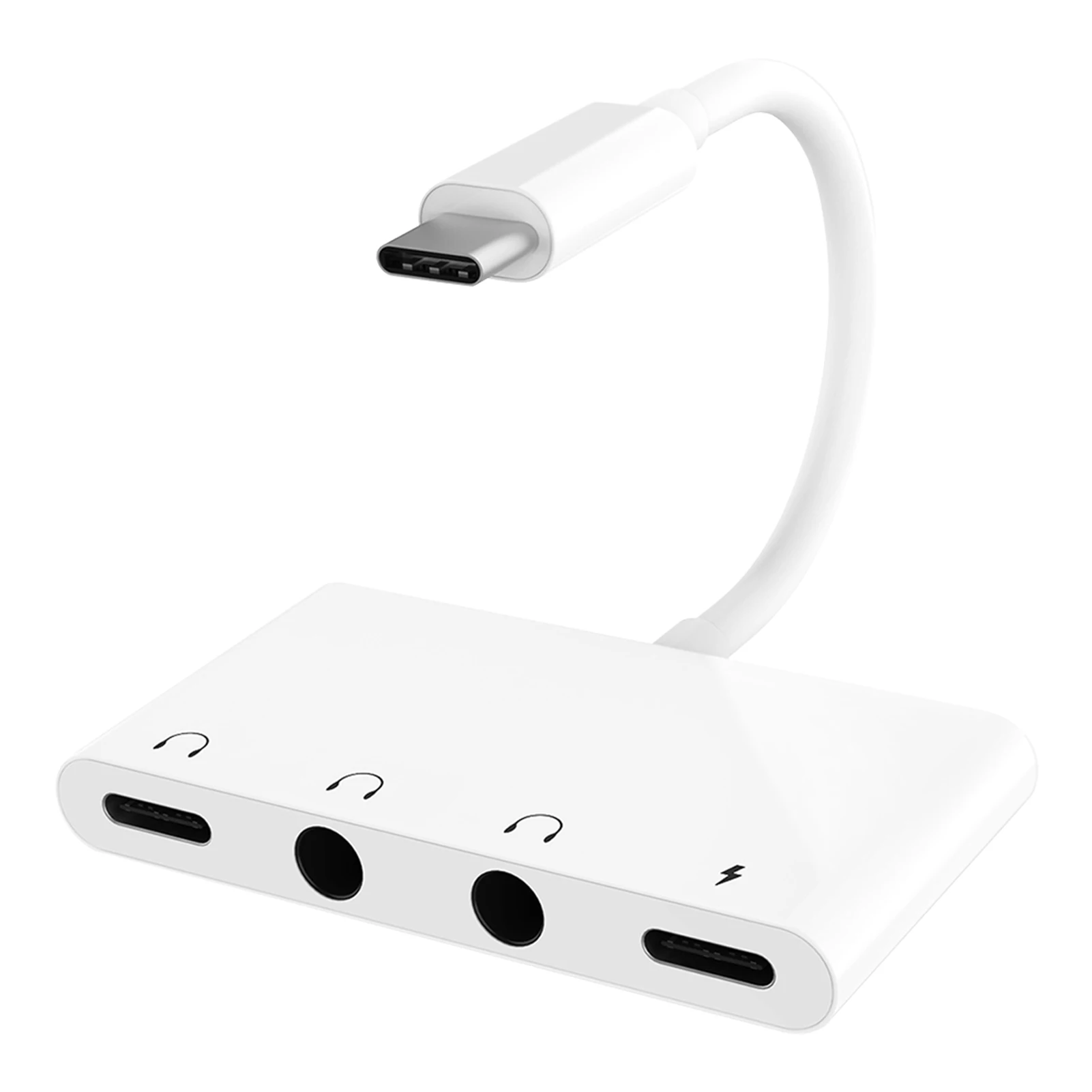 

4 в 1 аудио адаптер Plug And Play портативный разветвитель для зарядки телефона планшета USB C до 3,5 мм разъем для наушников пластиковый для дома и оф...