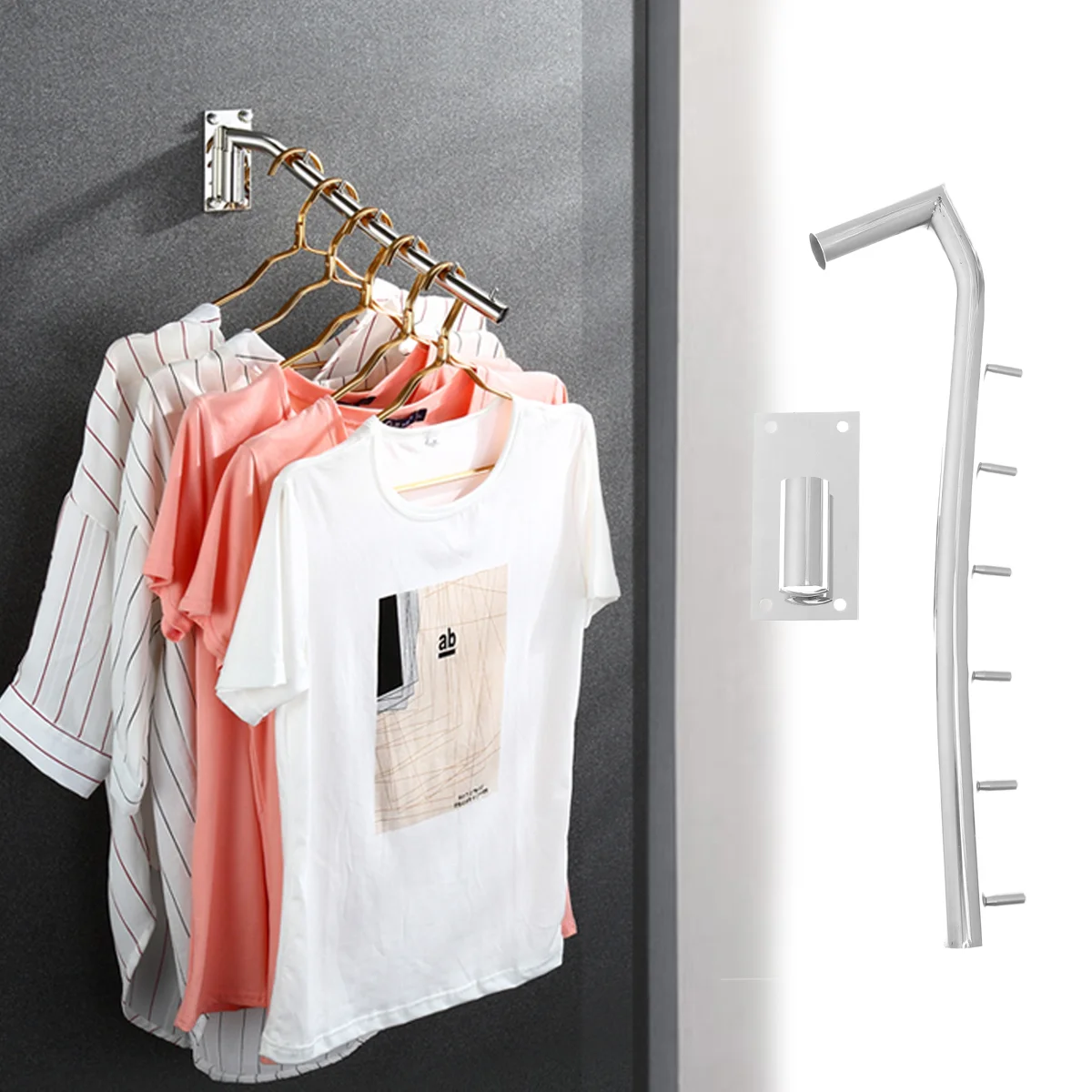 

Hanger Clothes Rack Drying Wall Folding Mounted Laundry Hooks Coat Towel Garment Closet Hanging Skirts Stand Retractable Blanket