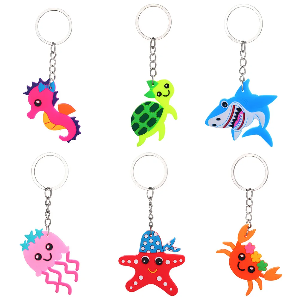 

Cartoon Bread Sea Animal Tortoise Dolphin Crab Starfish Model Keychain Girl Bag Car Pendant Fashion Couple Exquisite Keyring