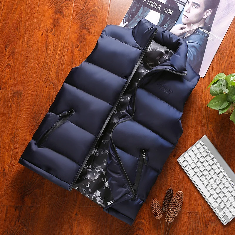 2022 Autumn and Winter Men's Warm Jacket Cotton Vest Casual Zipper Sleeveless Short Coat Big Size 5XL 6XL 7XL 8XL