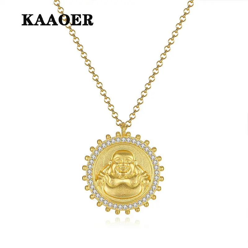 

KAAOER 2022 Новинка 100% S925 Оригинальный микро набор кулон Будды улыбающееся лицо изысканный холодный ветер цепочка украшения головы