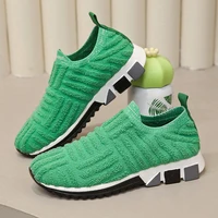 large size flat bottom flying woven terry cloth shoes spring 2022 new style casual sports shoes for outer wear