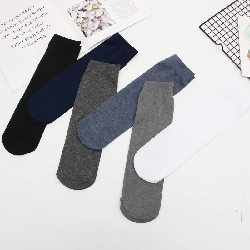 10 Pairs/lot Breathable Long Socks Bamboo Fiber Socks Summer Thin Stripe Men Silk Sports Socks Mercerized Cotton Short Sock