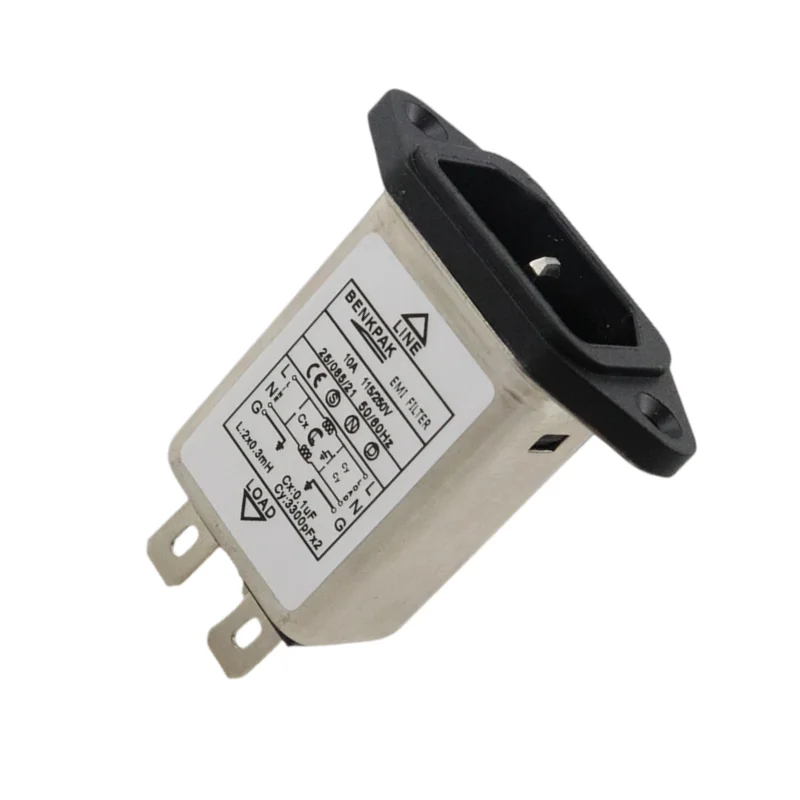 BenkPak 10A AC115V-250V T-socket IEC крепление на панели питания EMI RFI фильтр CW1D-10A-T подавитель питания шумоподавляющий фильтр