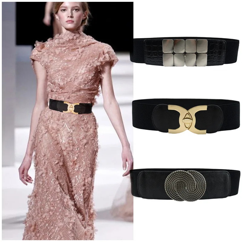 Women's Fashionable Wide Elastic Waistband Matching Dress Female Belt For Women Luxury Brand
