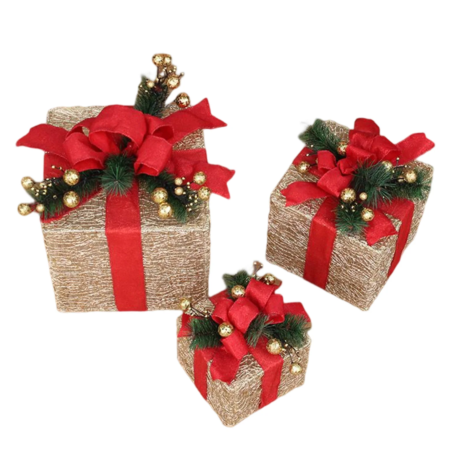 

3pcs Christmas Under Tree Decoration Well Made Lighted Gift Boxes for Indoor & Outdoor Decoration